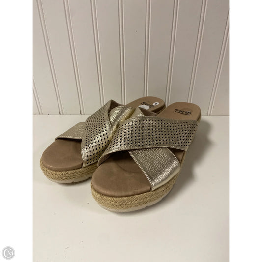 Sandals Heels Platform By Earth In Gold, Size: 9