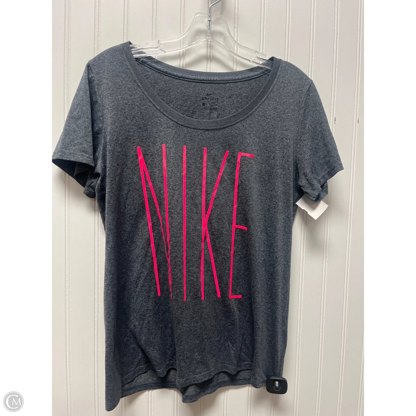 Athletic Top Short Sleeve By Nike In Grey, Size: M