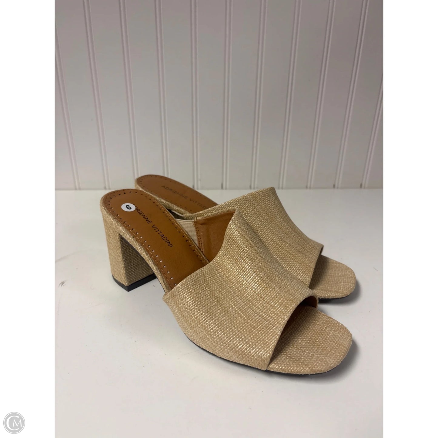 Sandals Heels Block By Adrienne Vittadini In Beige, Size: 9