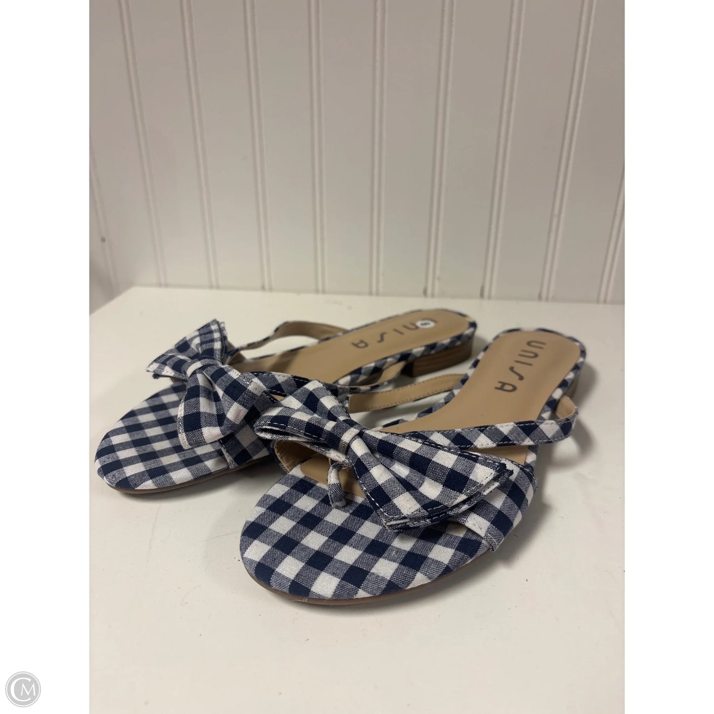 Sandals Flip Flops By Unisa In Plaid Pattern, Size: 9