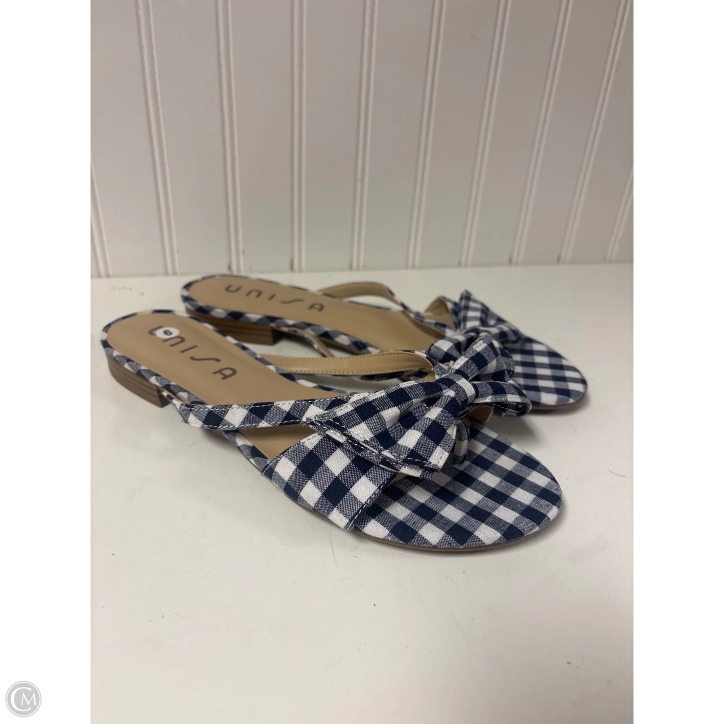 Sandals Flip Flops By Unisa In Plaid Pattern, Size: 9
