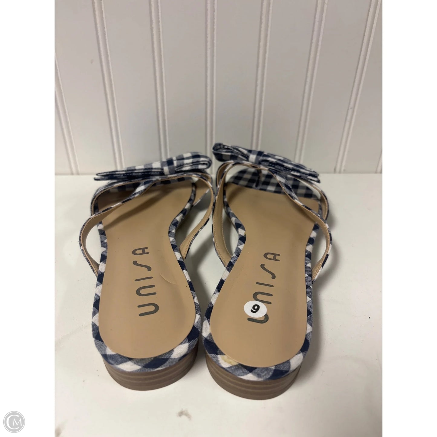 Sandals Flip Flops By Unisa In Plaid Pattern, Size: 9
