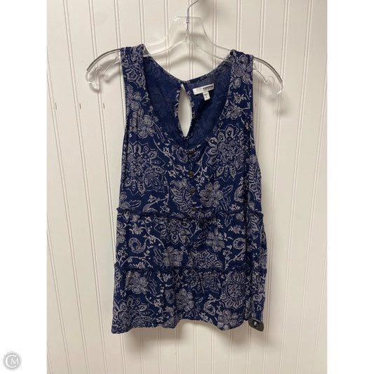 Top Sleeveless By Sonoma In Blue & White, Size: L