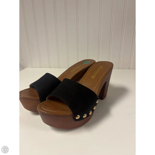 Sandals Heels Block By Clothes Mentor In Black, Size: 5.5