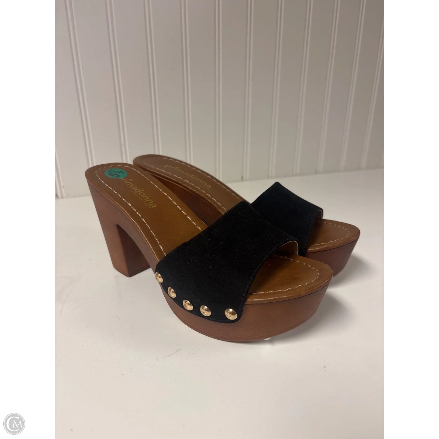 Sandals Heels Block By Clothes Mentor In Black, Size: 5.5
