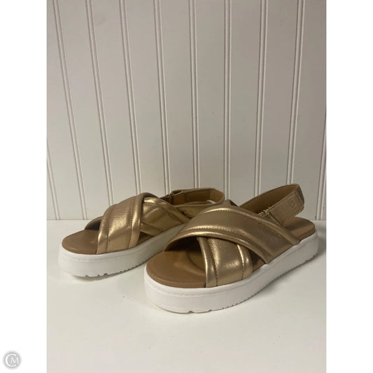 Sandals Designer By Ugg In Gold, Size: 5.5