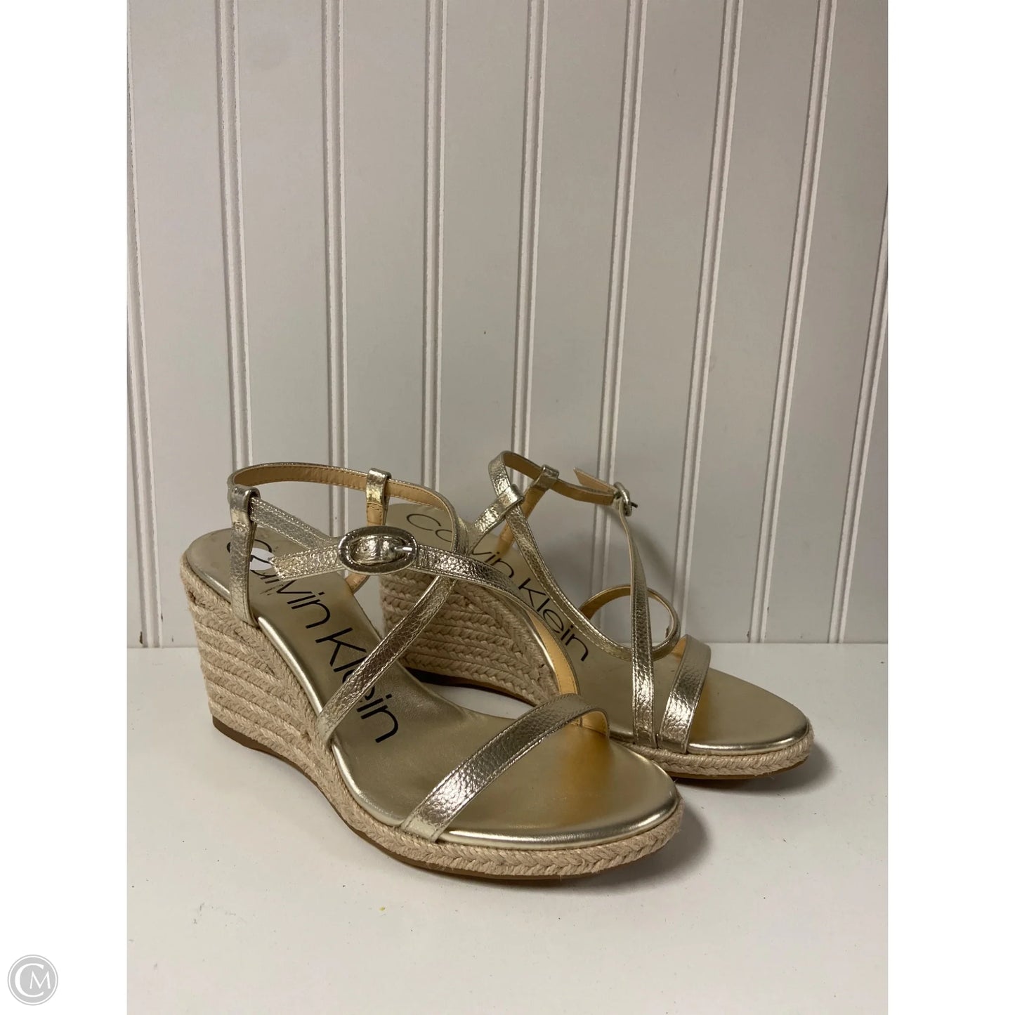 Sandals Heels Wedge By Calvin Klein In Gold, Size: 7