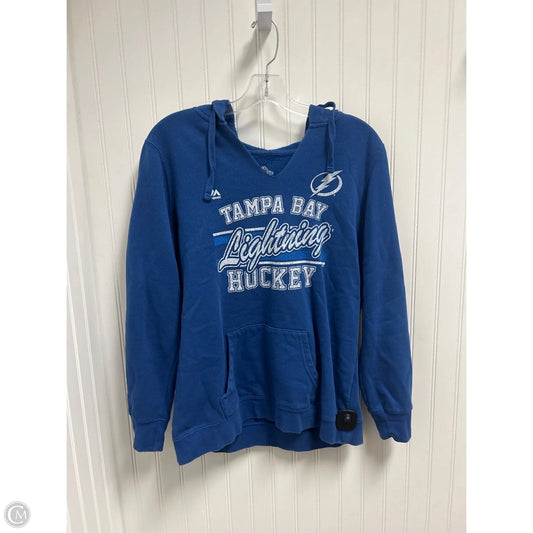 Athletic Sweatshirt Hoodie By Majestic In Blue, Size: L