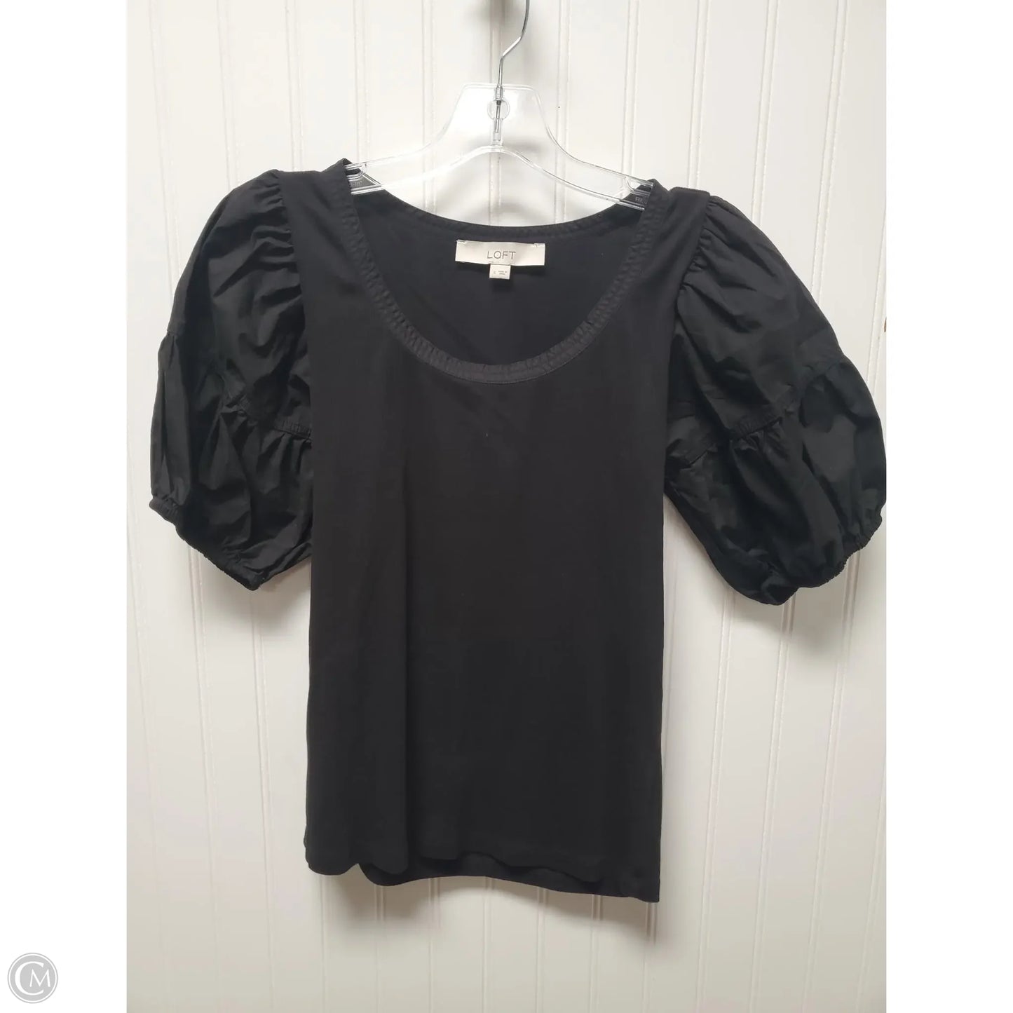 Top Short Sleeve By Loft In Black, Size: S