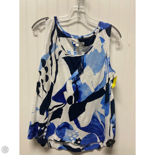 Top Sleeveless By Chicos In Blue & White, Size: L
