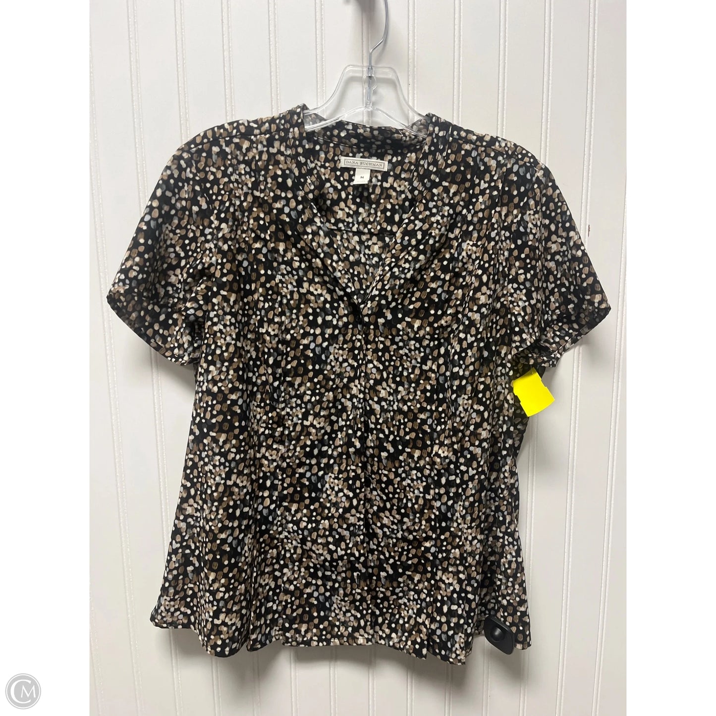 Blouse Short Sleeve By Dana Buchman In Black & Brown, Size: M