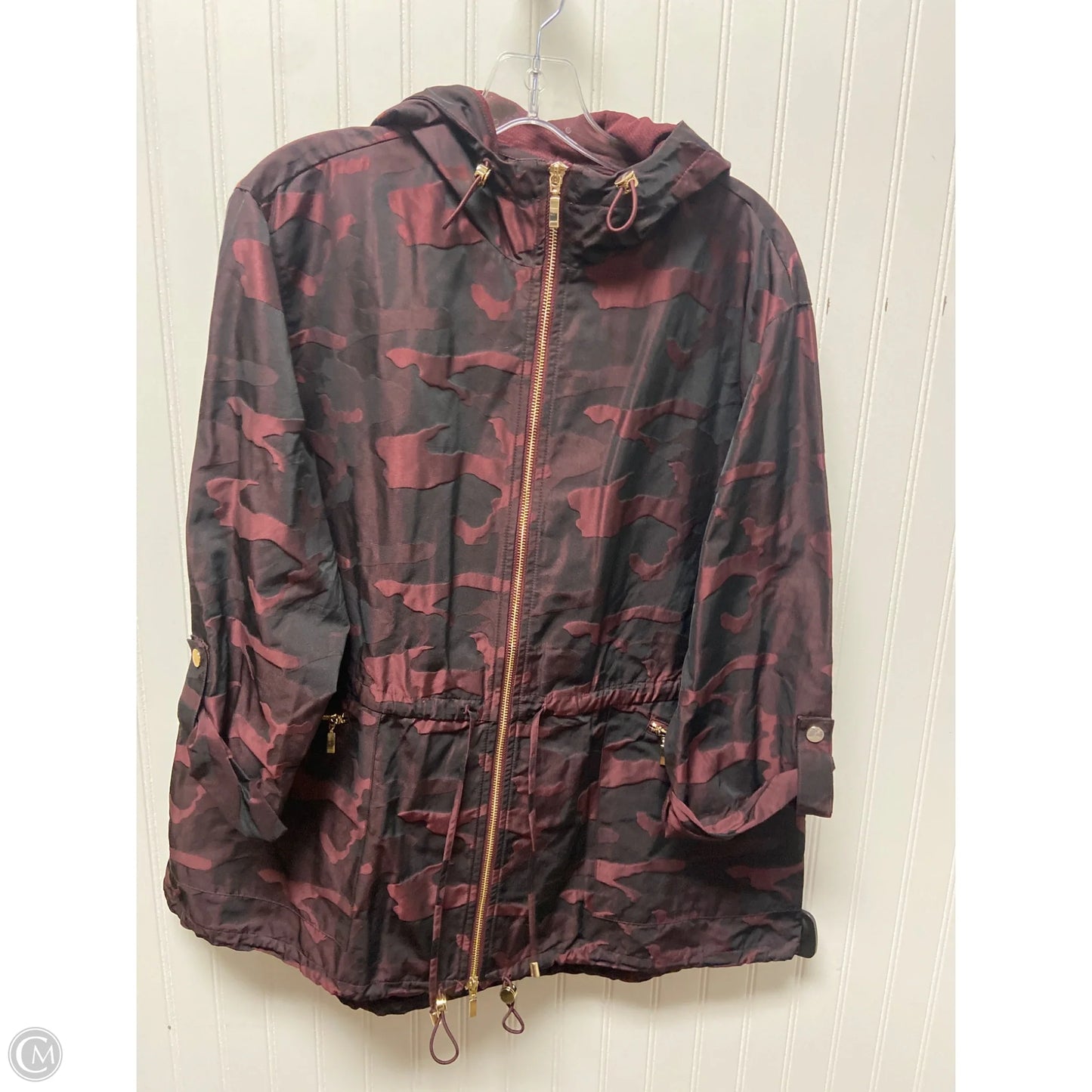 Athletic Jacket By Chicos In Camouflage Print, Size: L