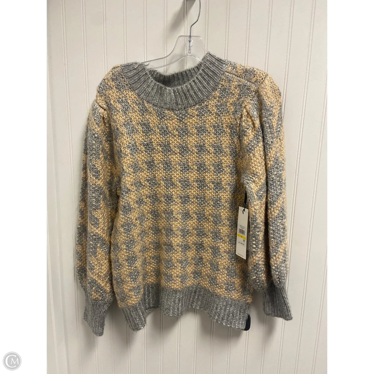 Sweater By Calvin Klein In Grey & Tan, Size: M