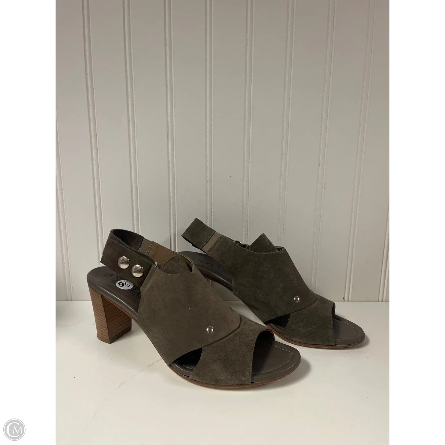 Sandals Heels Block By Clothes Mentor In Green, Size: 8.5