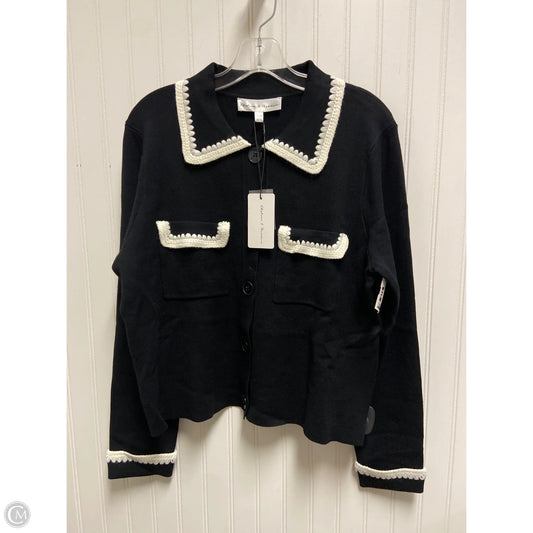Sweater Cardigan By Chelsea And Theodore In Black & Cream, Size: M