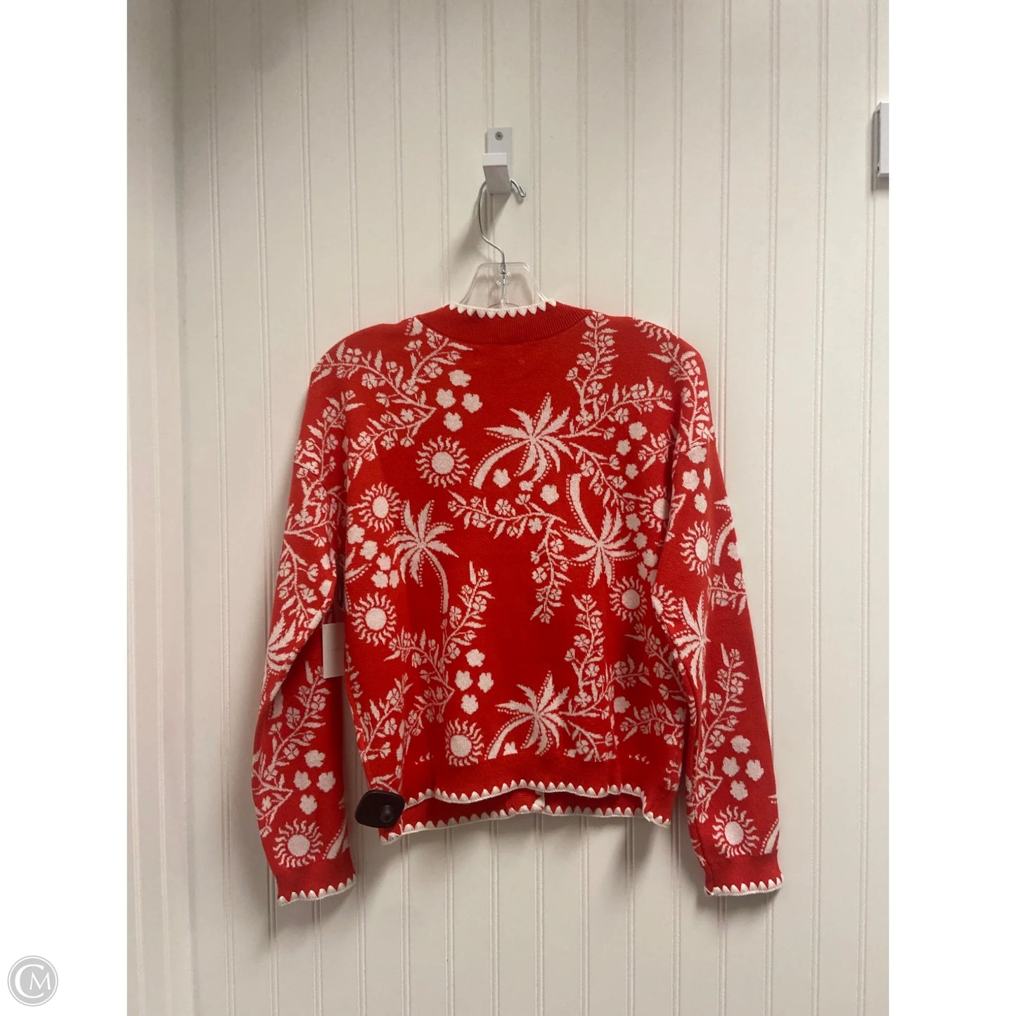 Sweater Cardigan By Cynthia Rowley In Red & White, Size: S