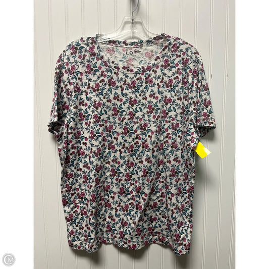 Top Short Sleeve Basic By Loft In Floral Print, Size: Xl