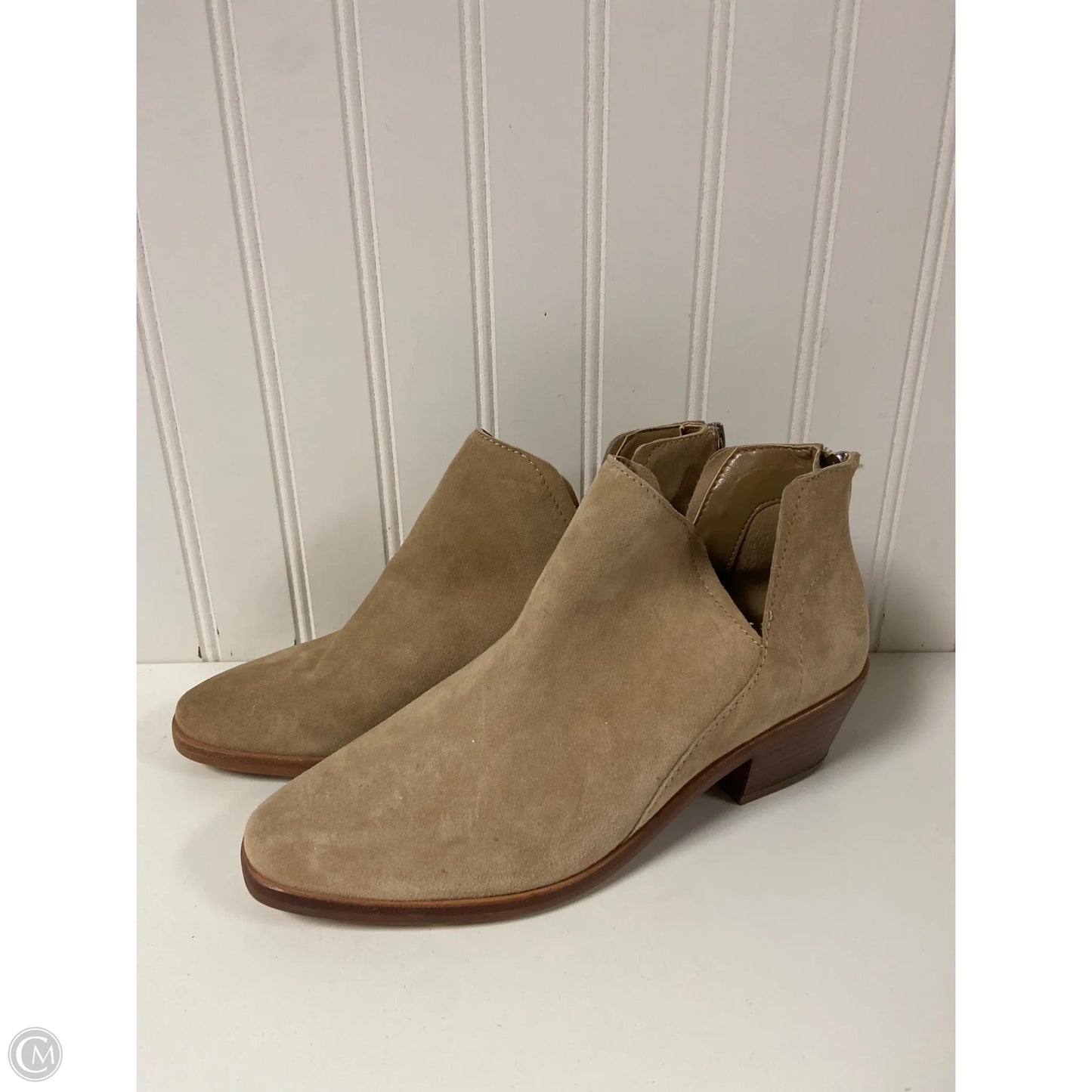 Boots Ankle Heels By Vince Camuto In Beige, Size: 8