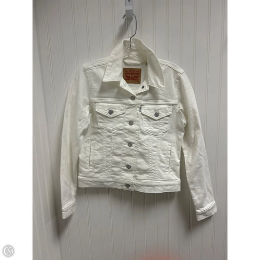 Jacket Denim By Levis In White Denim, Size: Xs