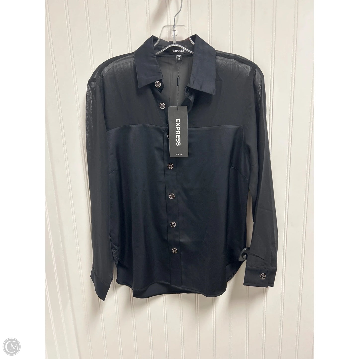 Top Long Sleeve By Express In Black, Size: Xs