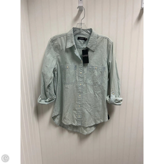 Top Long Sleeve By Lauren By Ralph Lauren In Blue Denim, Size: M