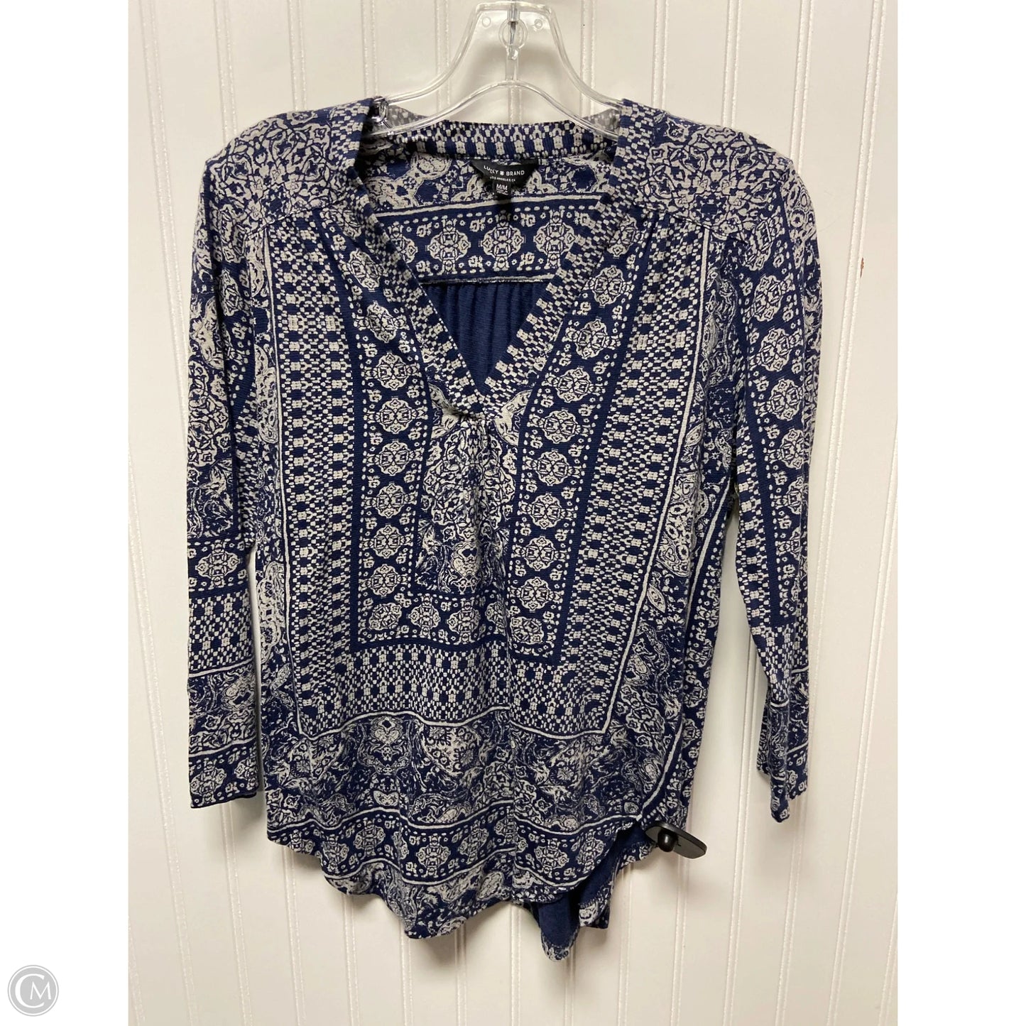Top Long Sleeve By Lucky Brand In Blue & Grey, Size: M