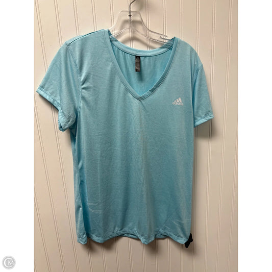 Athletic Top Short Sleeve By Adidas In Blue, Size: L