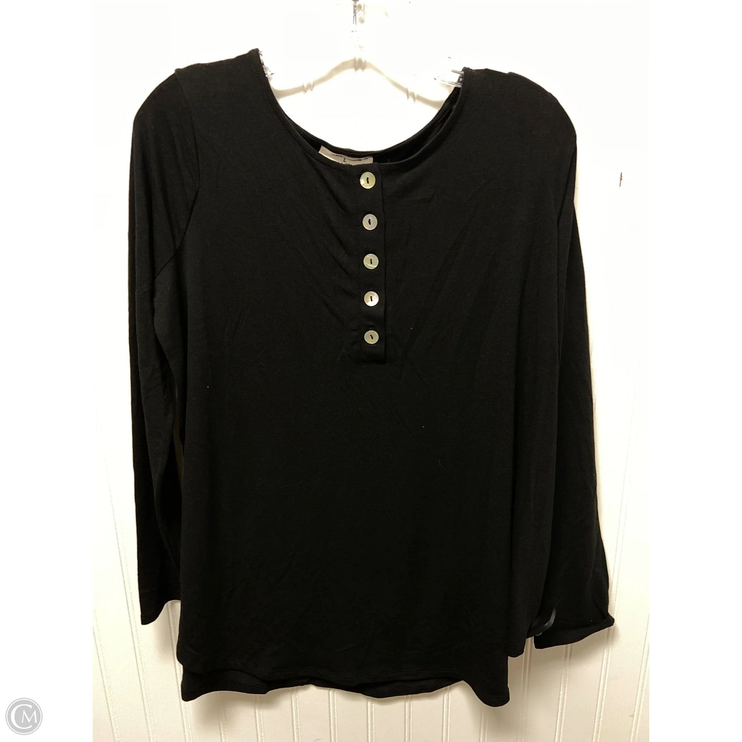 Top Long Sleeve By Zenana In Black, Size: L
