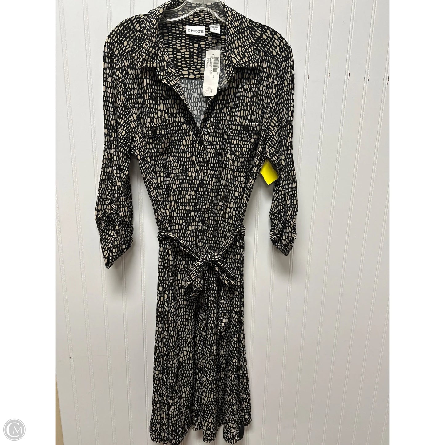 Dress Casual Midi By Chicos In Black & Cream, Size: 2x