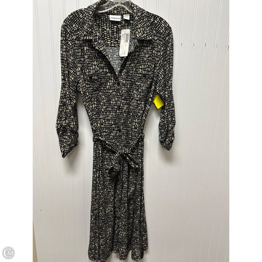 Dress Casual Midi By Chicos In Black & Cream, Size: 2x