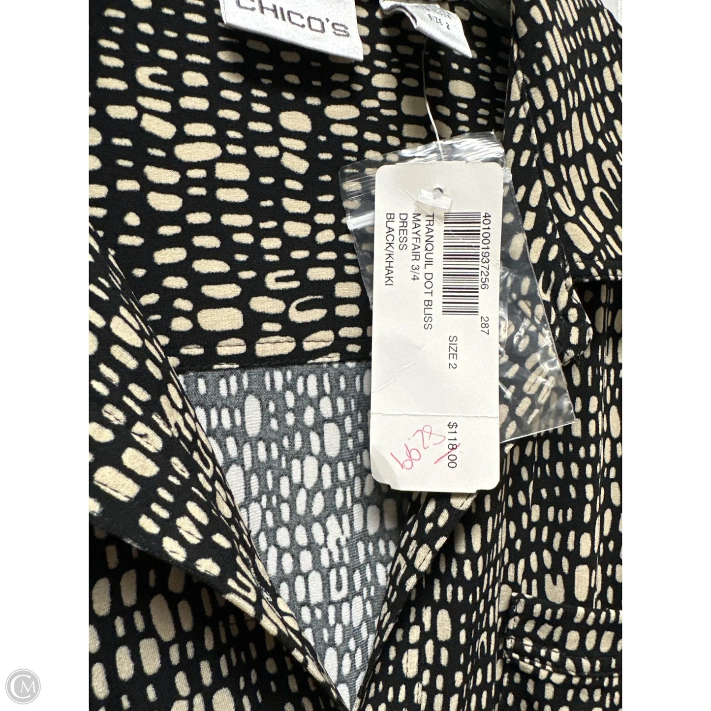 Dress Casual Midi By Chicos In Black & Cream, Size: 2x