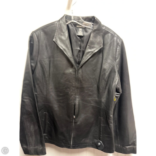Jacket Leather By George In Black, Size: L
