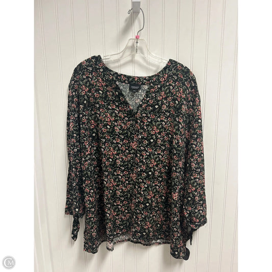 Top Long Sleeve By Jones And Co In Black & Pink, Size: 2x
