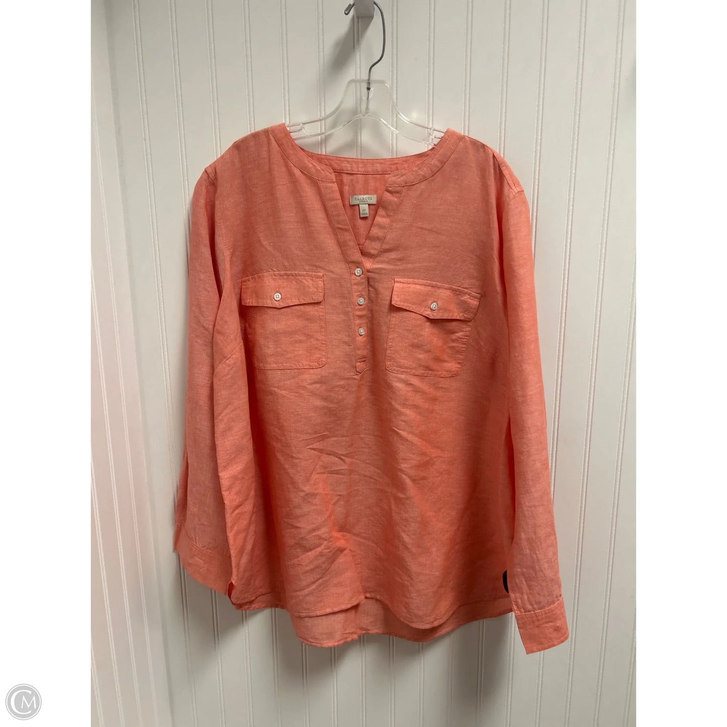 Top Long Sleeve By Talbots In Orange, Size: 2x