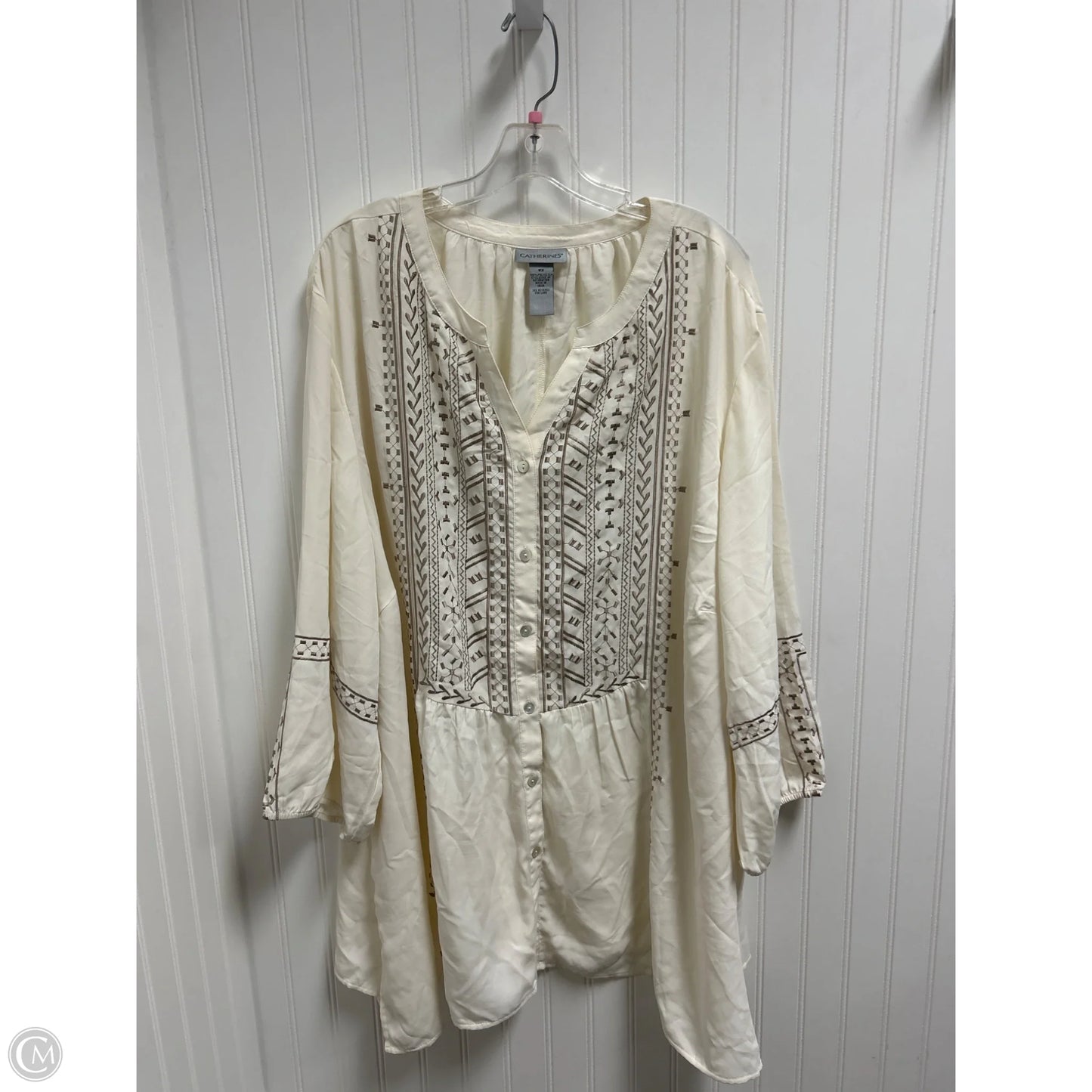 Sweater Cardigan By Catherines In Cream & Tan, Size: 4x
