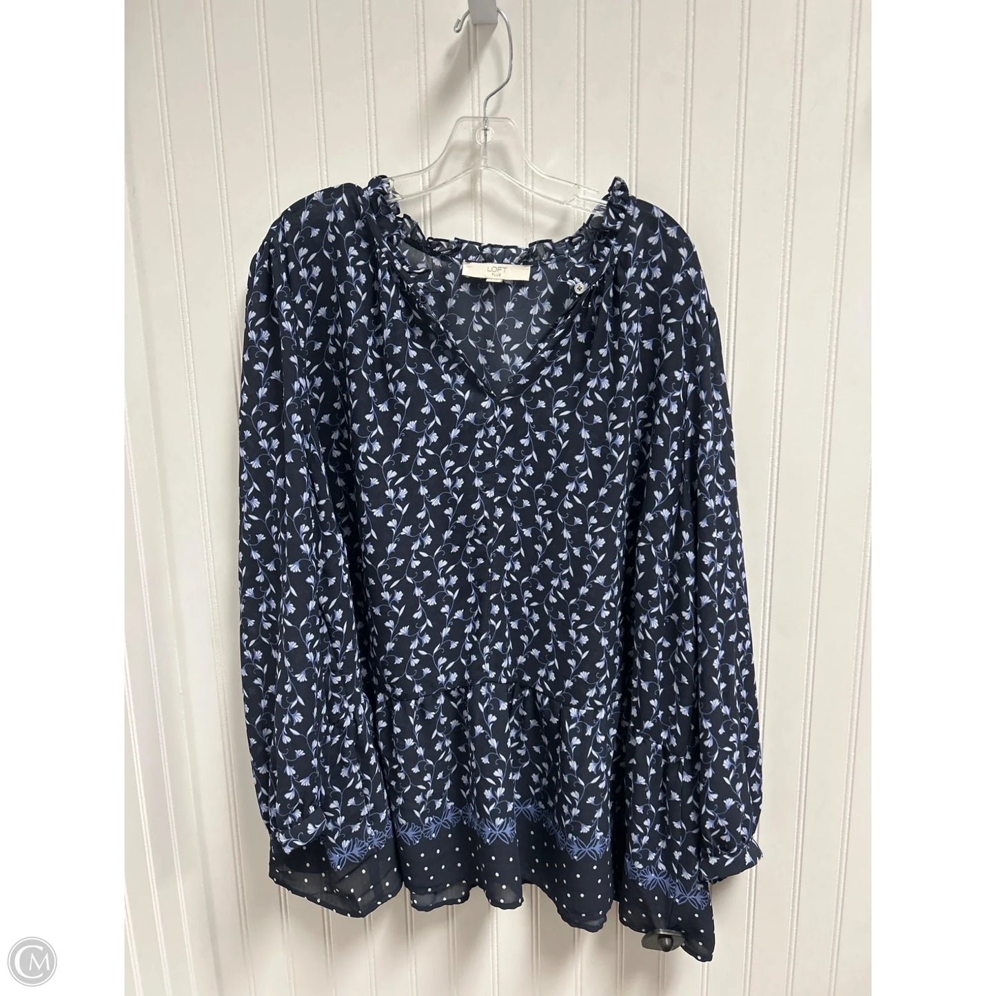Top Long Sleeve By Loft In Blue, Size: 4x