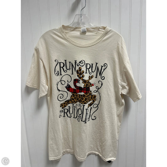 Top Short Sleeve Basic By Fruit Of The Loom In Cream, Size: L