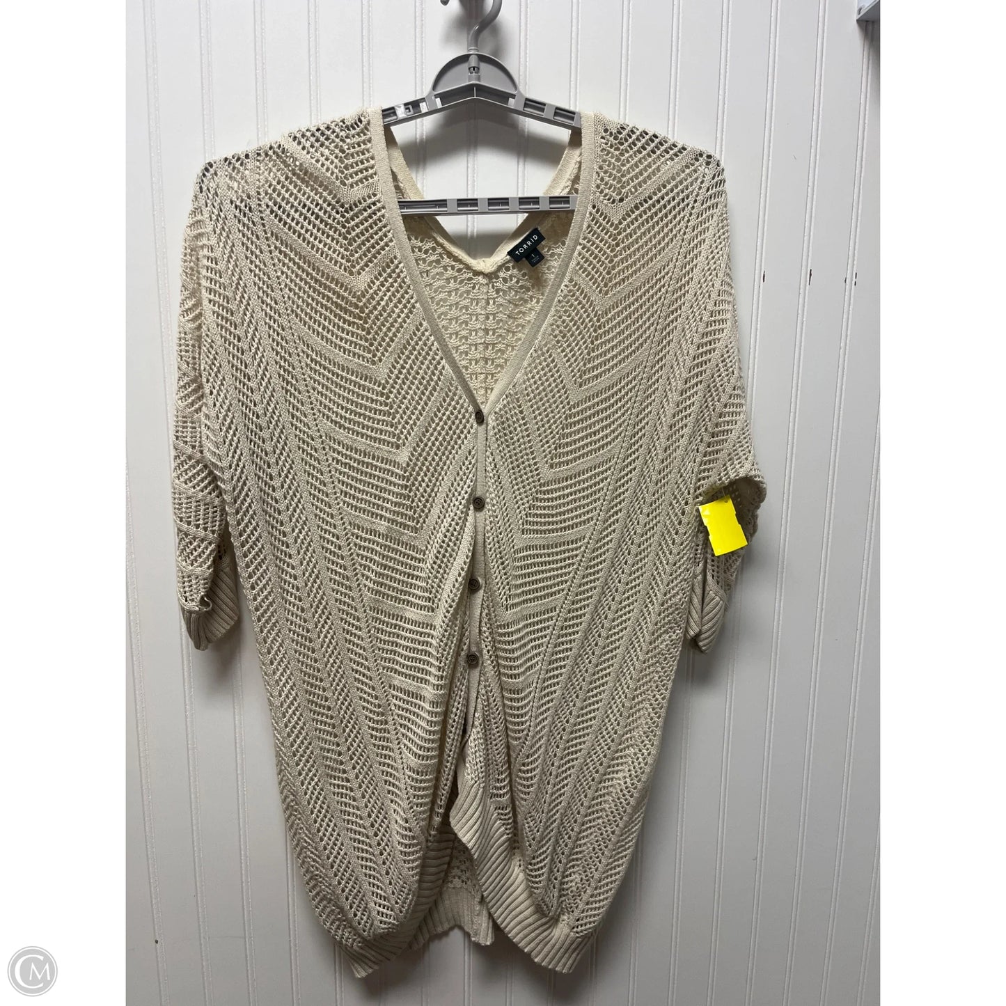 Sweater Cardigan By Torrid In Beige, Size: 1x