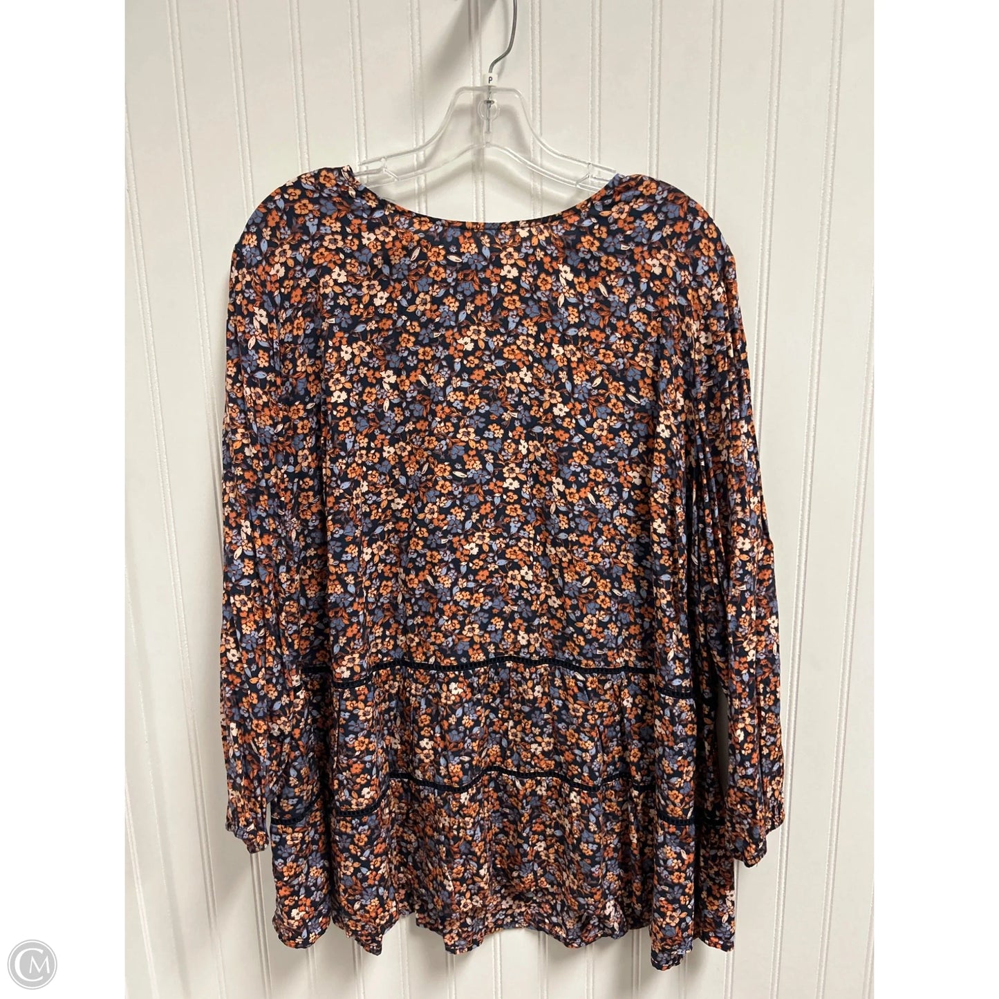 Top Long Sleeve By J. Jill In Blue & Orange, Size: Xl