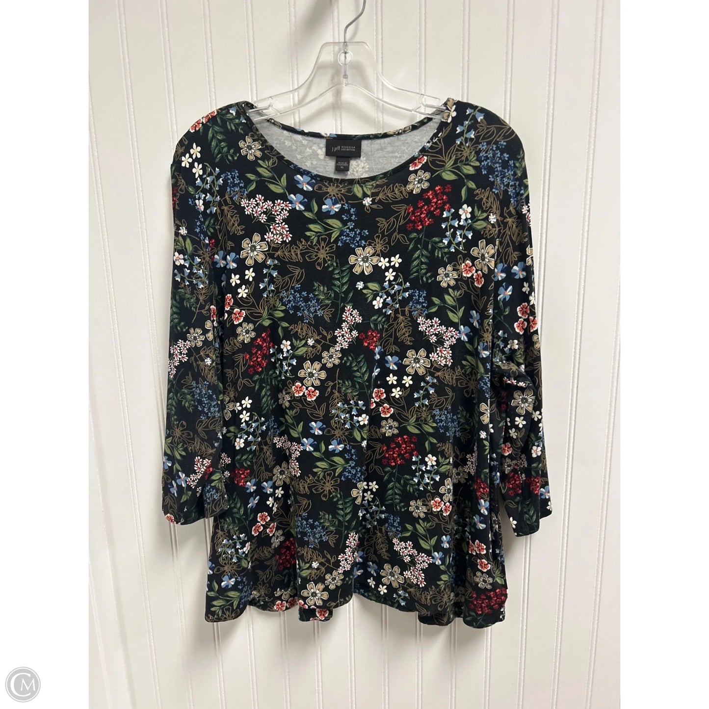 Top Long Sleeve By J. Jill In Floral Print, Size: Xl