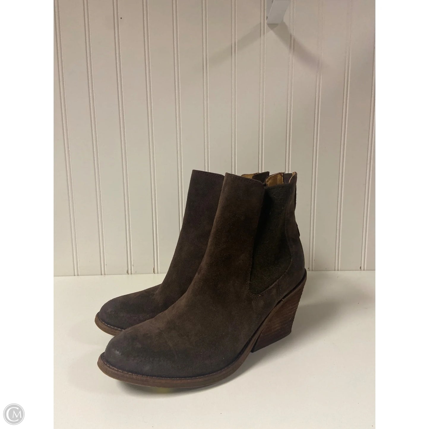 Boots Ankle Heels By Sofft In Brown, Size: 9