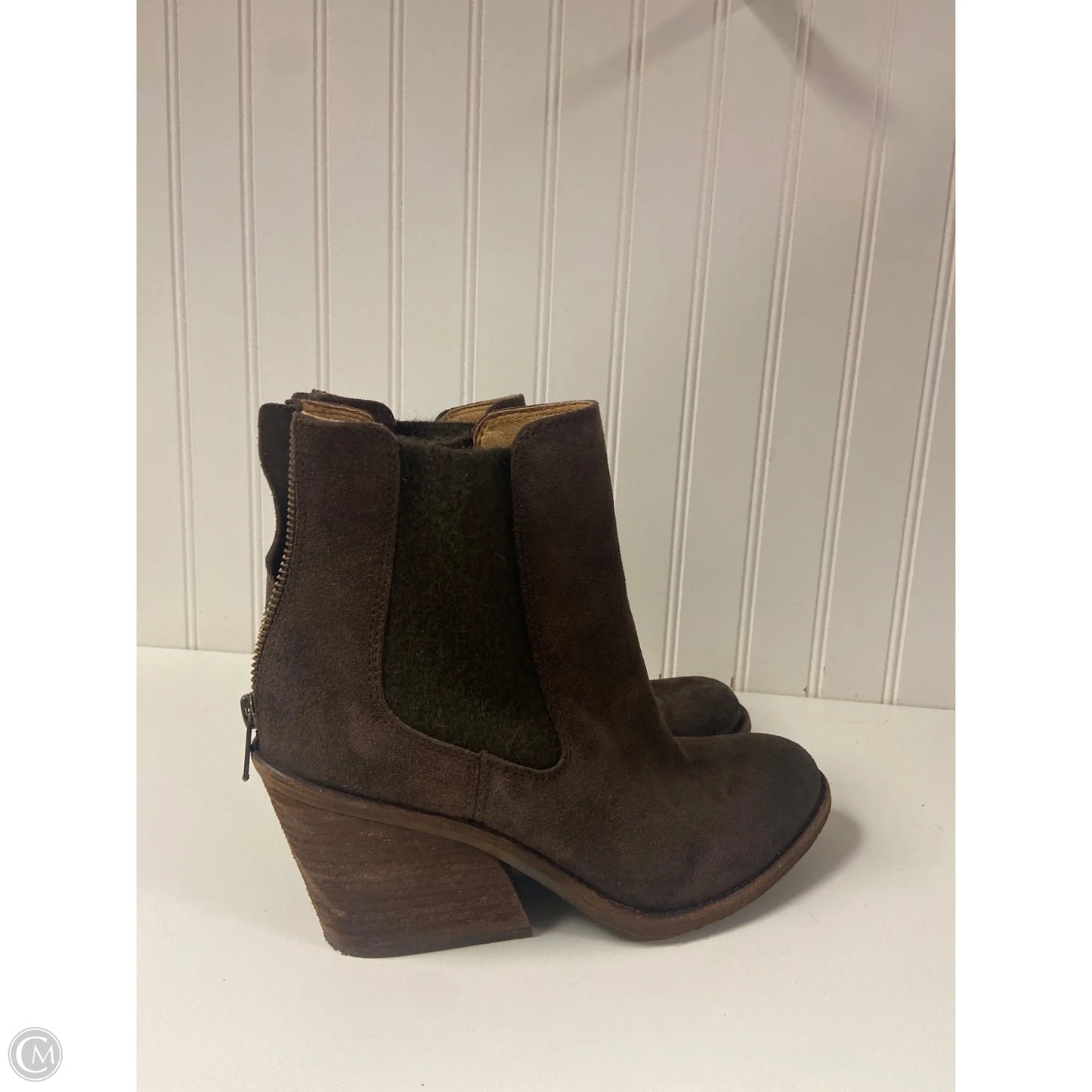 Boots Ankle Heels By Sofft In Brown, Size: 9