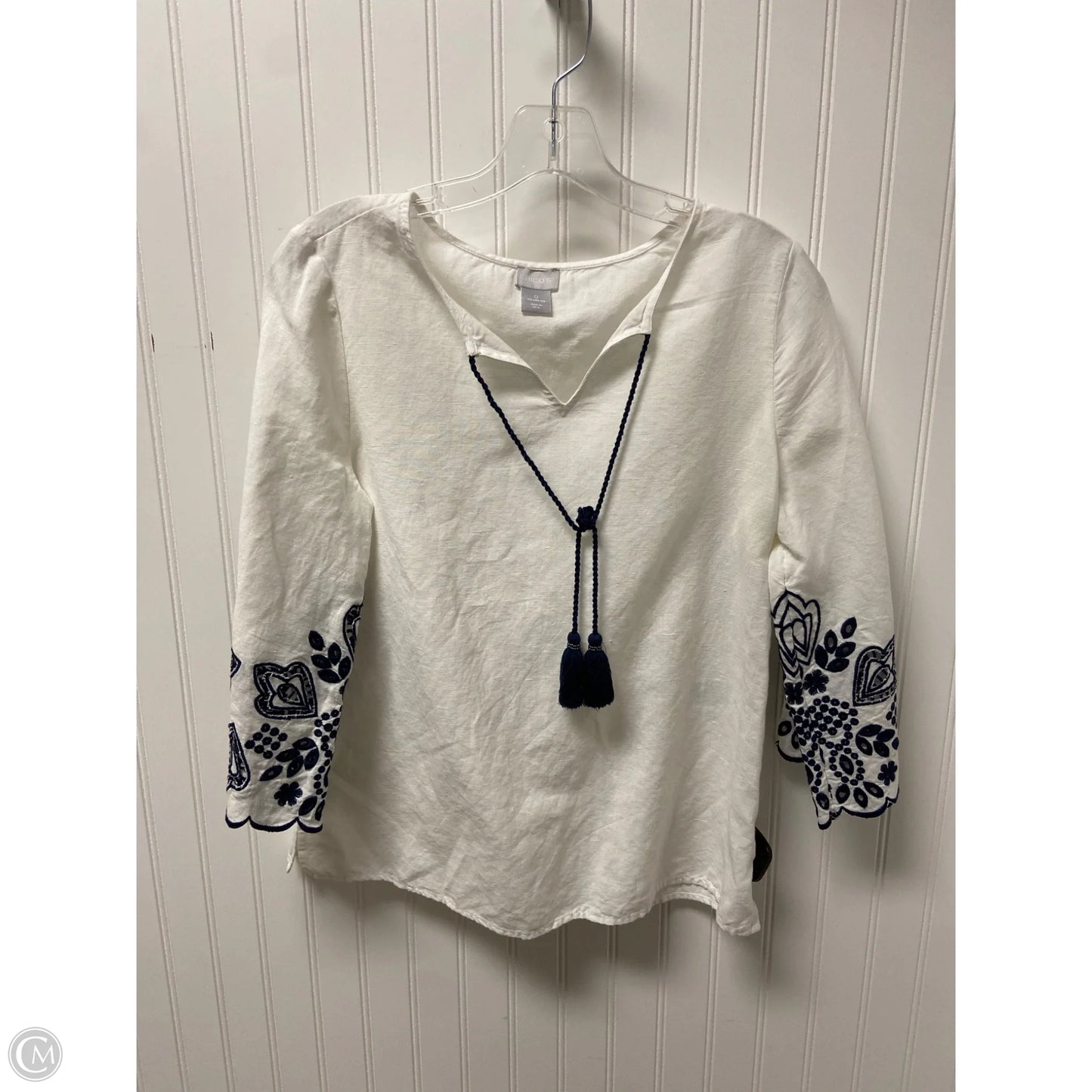 Top Long Sleeve By Chicos In White, Size: S