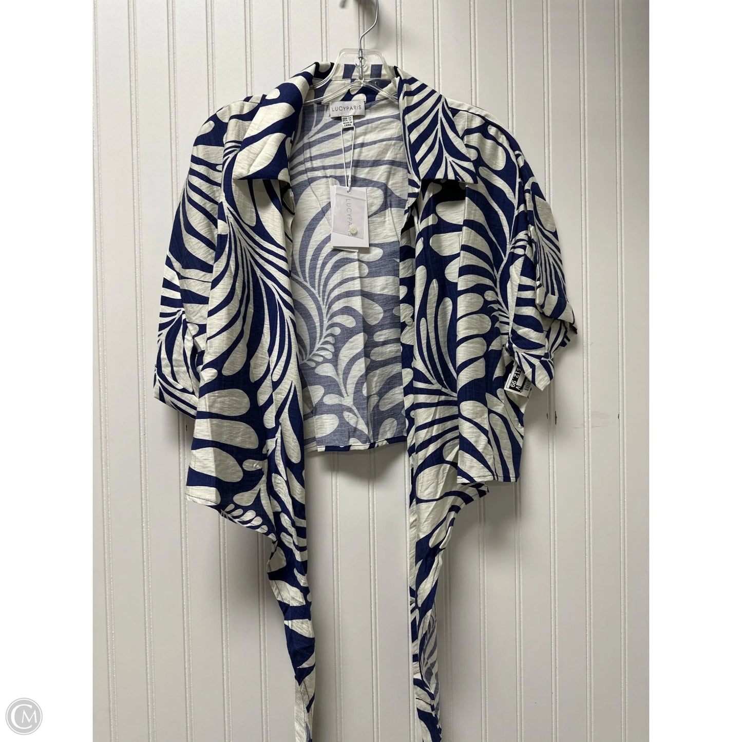 Top Short Sleeve By Lucy Paris In Blue & White, Size: 2x