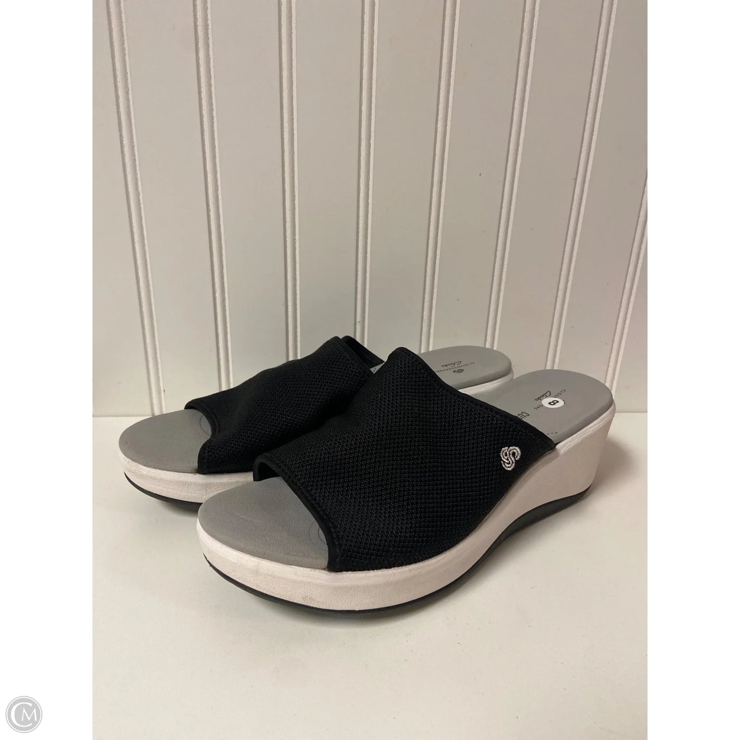 Sandals Heels Wedge By Clarks In Black, Size: 8