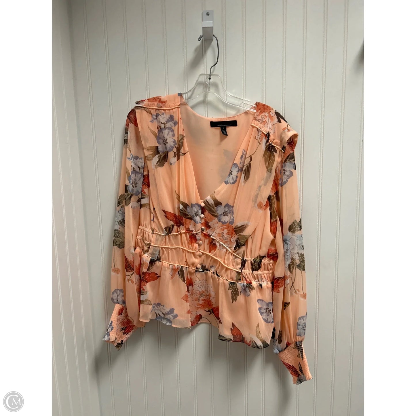Top Long Sleeve By White House Black Market In Orange, Size: L