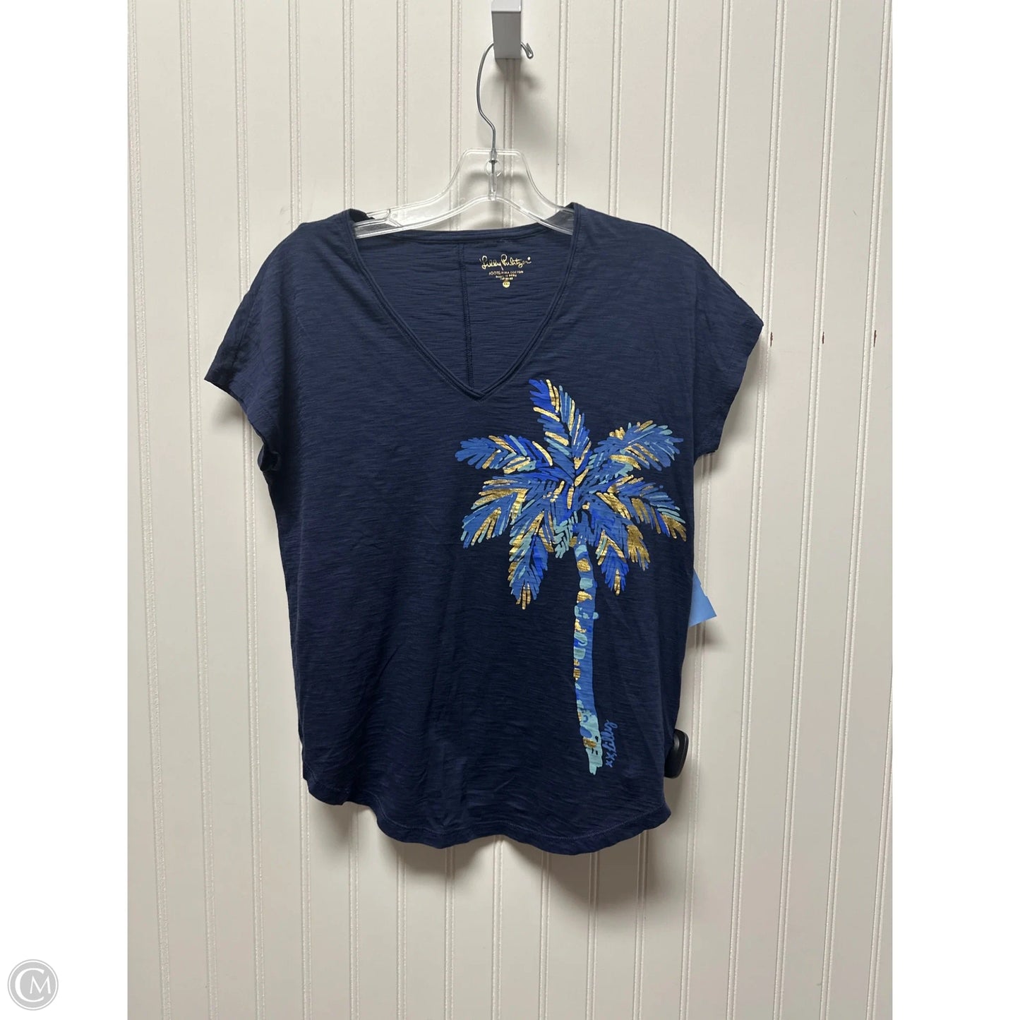 Top Short Sleeve Designer By Lilly Pulitzer In Navy, Size: Xxs