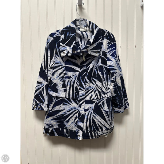Athletic Jacket By Chicos In Blue & White, Size: M
