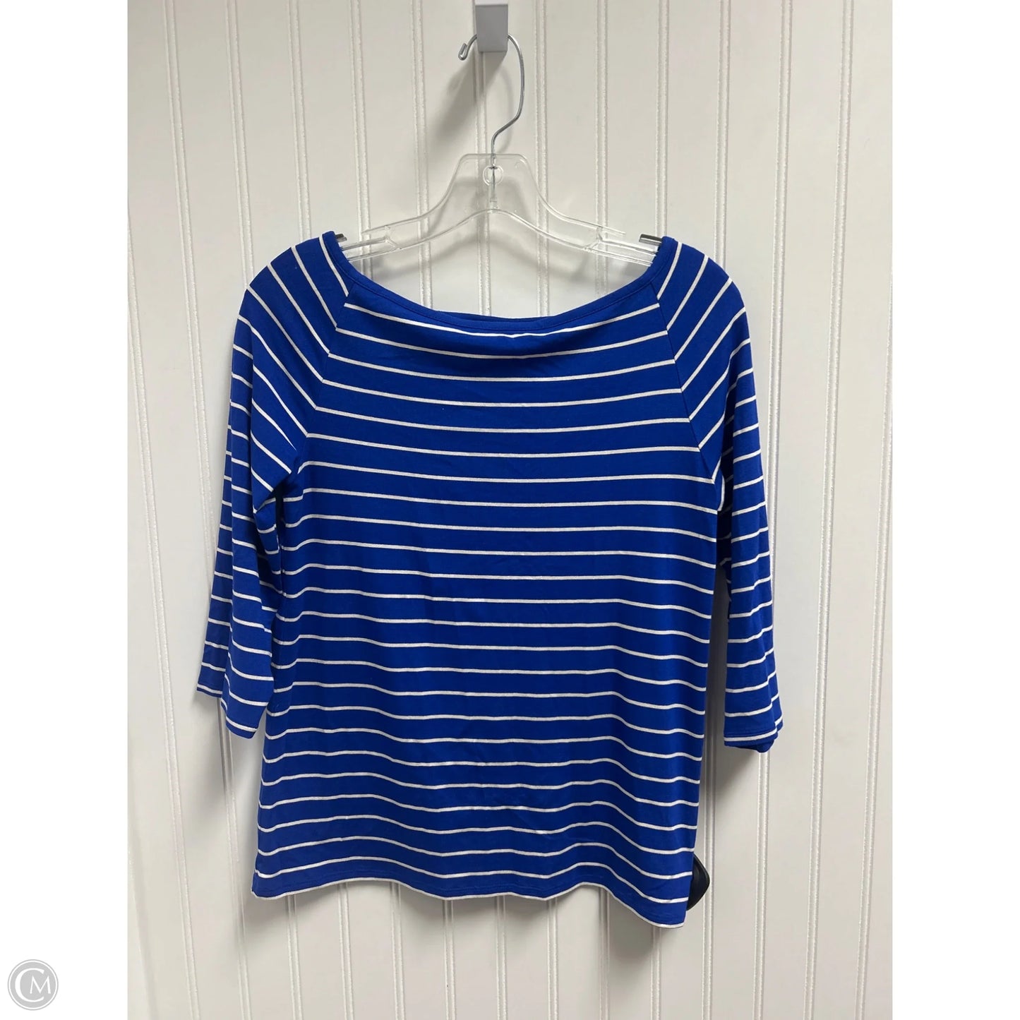 Top 3/4 Sleeve By Chicos In Striped Pattern, Size: S