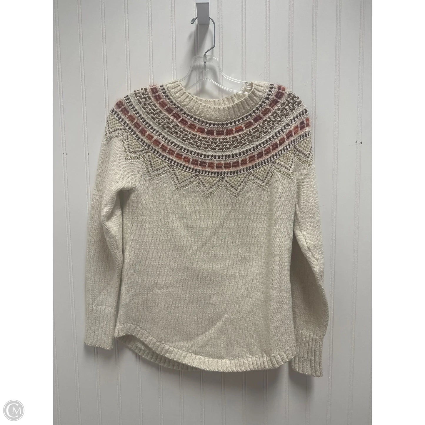 Sweater By Loft In Cream & Orange, Size: Xs